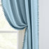 Melodieux Blue Pom Pom Curtains 84 Inches Long for Bedroom, Living Room