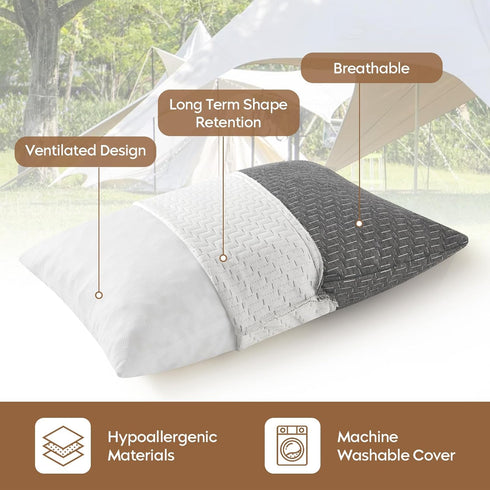 Travel Size Pillow, Compressible Memory Foam Pillow with Breathable Cover for Airplane, Car, Hiking, Camping