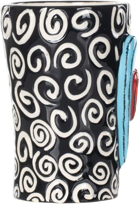 DEMDACO Tracy Pesche 15 Ounce Glossy Ceramic Stoneware Coffee Cup Mug with White Swirls Hearts