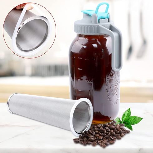 Mason Jar Cold Brew Coffee Maker 64 OZ (2 Quart) Wide Mouth Cold Brew Pitcher With Brew Filter For Coffee, Iced Tea, Sun Tea, Lemonade by GMSWEET