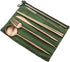 Eco-friendly Matte Finish Flatware Sets 7 Pieces Cutlery Set Knife Fork Spoon 18/10 Stainless Steel Rose Gold Portable Travel Utensil Set for Travel/Camping Office Lunch with Green Carry Case by Gugrida