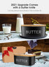 Butter Dish with Lid for Countertop Large Butter Dish Ceramics Butter Keeper Container with Knife and High-Quality Silicone Sealing Butter Dishes with Covers Good Kitchen Gift Black