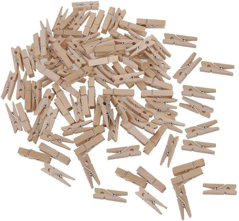 328 Feet Natural Jute Twine with 100 Pcs Mini Natural Wooden Clothespins for Craft Pictures Clips