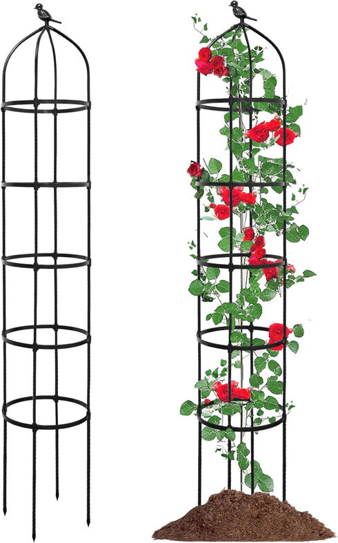 6.7FT Garden Obelisk Trellis for Climbing Plants,81Metal Plant Support Tower,Heavy Duty Thickened