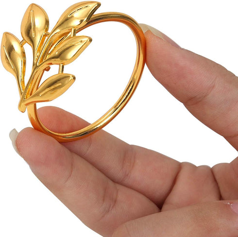KPOSIYA Set of 20 Gold Leaf Napkin Rings, Metal Table Napkin Holders for Parties & Everyday Use