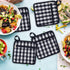 NEOVIVA Quilted Kitchen Pot Holder Set - 2 Hot Pot Holders, 8”x8”, Heat Resistant with Pocket, Checked Navy Blue