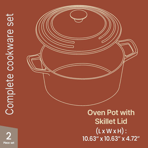 6QT 500F, Bakken Enameled Cast Iron Dutch Oven Pot, Dutch Oven for Bread Baking, Braising & Roasting, Kitchen