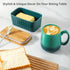 Hasense Large Ceramic Butter Dish with Lid, Green Airtight Butter Container for Countertop, Easy Clean Dishwasher Safe