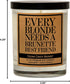 Best Friends Candle Gifts, Every Blonde Needs a Brunette, Funny Friendship Candle for Women, 100% Soy Wax