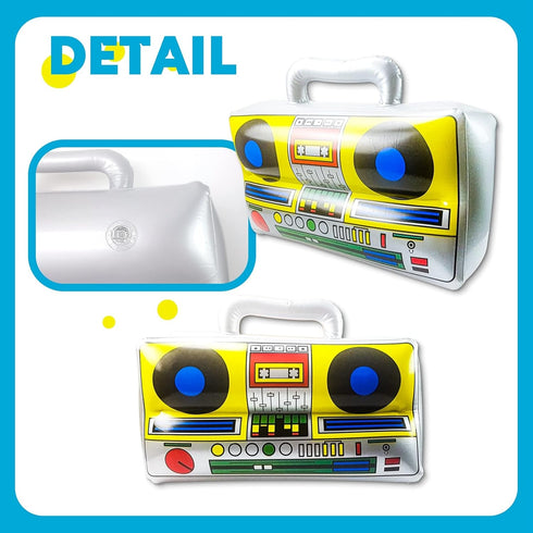 Fraiieon 80s/90s Inflatable Guitar Microphone Boombox Phone for Carnival Theme Party Decorations Hip Hop Photo Booth