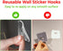 Wall Hooks, Transparent Adhesive Hangers, Rotatable Stainless Steel Hooks, Easy Installation & Reusable (Self Adhesive,