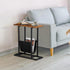 SUPER DEAL Side Table with Magazine Holder Sling, Narrow End Table Slim Nightstand Wood Look Accent Table with Metal