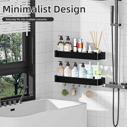 Wisfame 5 2 Pack Adhesive Shower Caddy,Rustproof Shower Shelve with Large Capacity,Quick-Dry Metal Bathroom Shelves