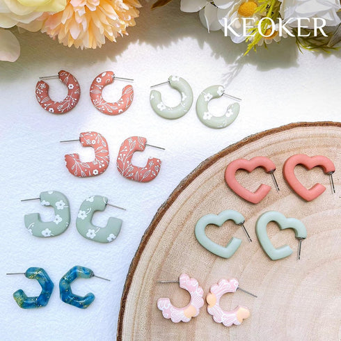 Keoker Clay Cutters for Polymer Clay Jewelry, hoop Polymer Clay Cutters for Earrings jewelry Making, 5 Shapes Potted Plant Clay Earrings Cutters, Clay Cutters by Keoker