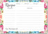 Pioneer Woman Style Floral Recipe Cards: 100 Pcs Flower Recipe Cards, Perfect for Bridal Shower
