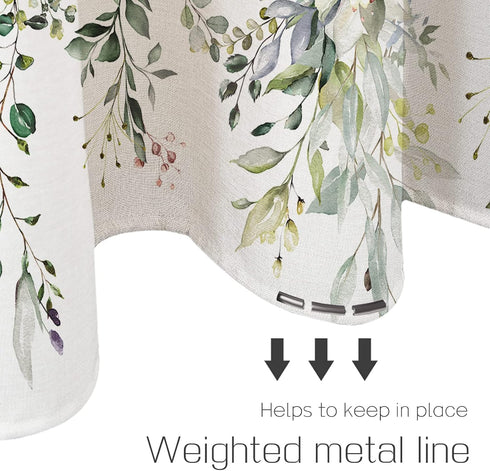 Tititex Sage Green Eucalyptus Shower Curtain, Watercolor Leaves Plant Design, 72x72 Inch with Hooks for Bathroom