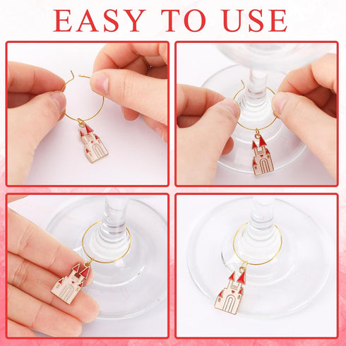 SANNIX 24Pcs Wine Glass Charms - Identifier Charms for Stem Glasses Wine Tasting Party