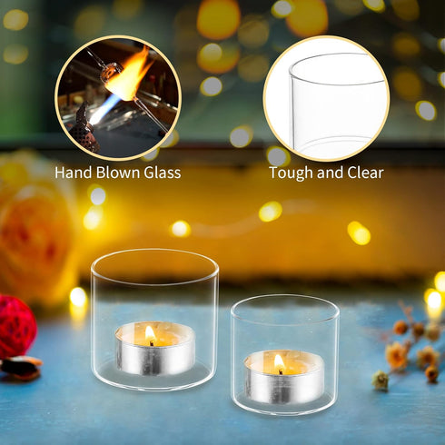 20+Extra 4 Wedding Votive Tea Light Holders - Mini Clear Glass Tealight Candle Holder as Candlelit Dinner Party Events