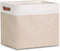 DULLEMELO Large Collapsible Storage Basket - Fabric Organizer Bin with Sturdy Leather Handles for Home Storage
