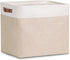 DULLEMELO Large Collapsible Storage Basket - Fabric Organizer Bin with Sturdy Leather Handles for Home Storage