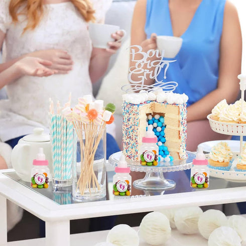 144 Pcs Mini Baby Shower Milk Bottles Favors for Baby Shower White Plastic Mini Bottles for Party Favors Boy Party