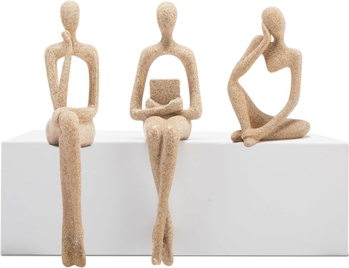 Gold Home Decor Thinker Statue Accents, Set of 3 Thinker Sculptures Office