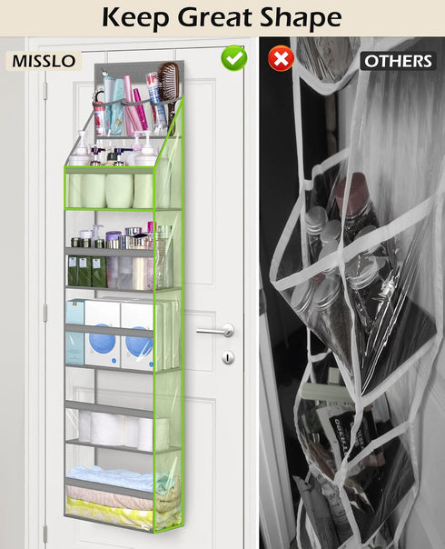 MISSLO Full Clear PVC Over the Door Organizer, Hanging Closet Storage with 5 Large Pockets for Bathroom & Bedroom