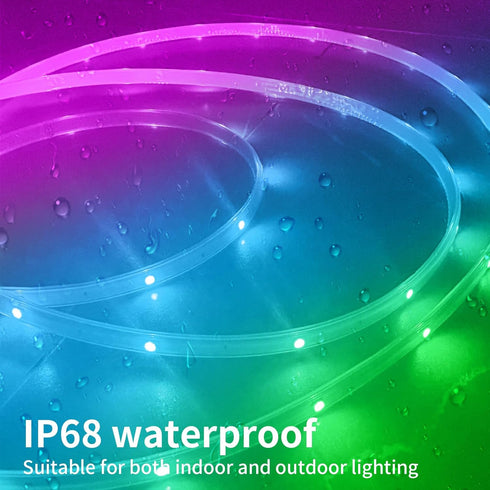 IP68, KSIPZE Outdoor led Strip Lights Waterproof RGB Outdoor led Lights with Button & Bluetooth App Control, Music