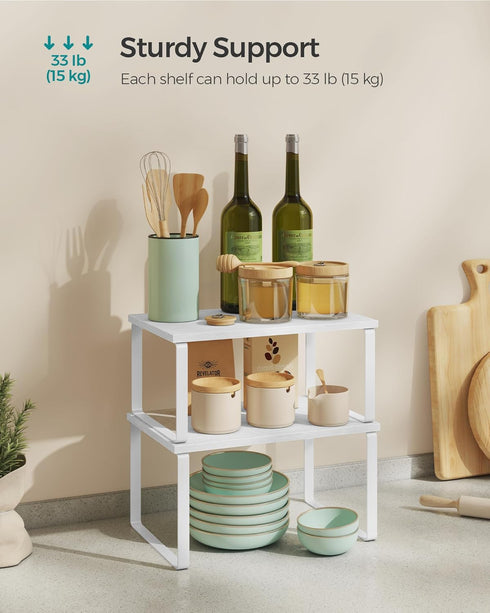 Set 4 Counter UKCS027W01 SONGMICS Cabinet Organizer Shelf, of Kitchen Shelves, Kitchen Storage, Spice Rack, Stackable