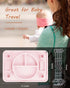 starturflyu 4 Strong Suction Baby Placemat, Silicone Toddler Plate with Toy Straps & Anti-Peel Design, Dishwasher Safe
