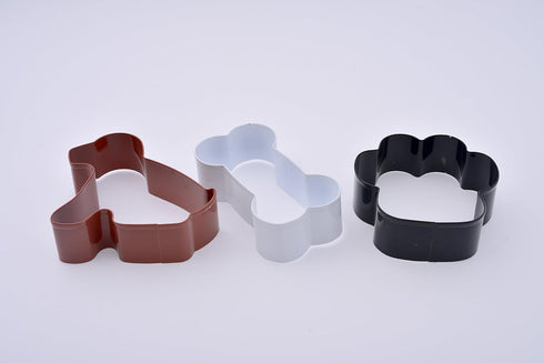 Dog Cookie Cutter Set of 3 - Stainless Steel Dog, Paw Print, and Dog Bone Cutters