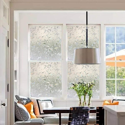 LEMON CLOUD Decorative Window Privacy Film, 3D Stained Glass Window Sticker, Anti-UV Sun Blocker
