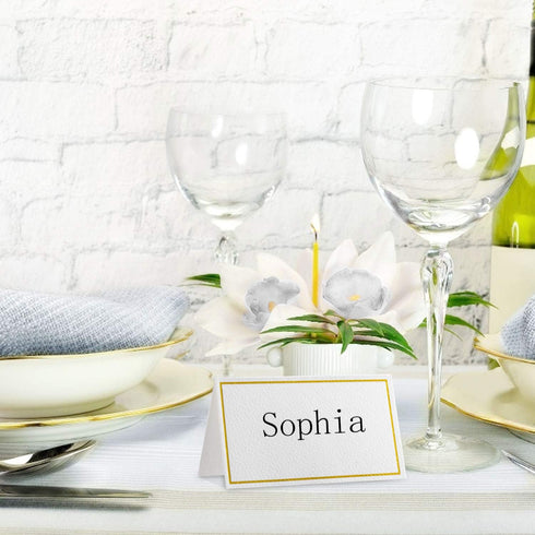 100Pcs Premium Place Cards, Small Table Cards with Gold Foil Border, Wedding, Dinner Parties, 2" x 3.5"