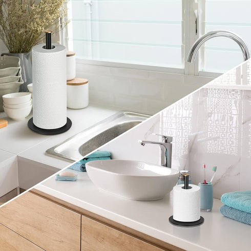 ZMGNND Adjustable Paper Towel Holder for Countertop, Matte Black Bathroom Dispenser Holds 3 Rolls