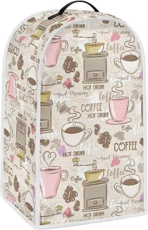Talayituse Coffee Print Blender Dust Cover with Handle, Anti Fingerprint Dust Proof Cover for Stand Mixer or Coffee