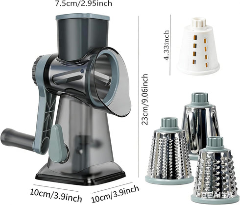 KalraMay Cheese Grater,Rotary Cheese Grater with Handle, Multifunctional Rotary Cheese Shredder Effortlessly Grates