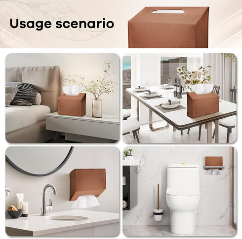 QUISBE (Brown-1 Pack) Disposable Hand Towel Box Cover Compatible with Kleenex Disposable Paper Hand Towels, Leather