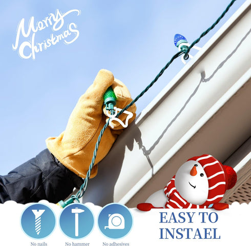 Holiday Light Clips, 100 Pieces Outdoor Christmas Light Clips for Gutter Hooks and Decoration