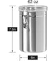 62 oz 5" 7.5". Oggi Stainless Steel Kitchen Canister fl - Airtight Clamp Lid, Clear See-Thru Top - Ideal for Kitchen