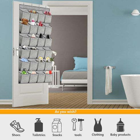 2 Pack 48 Closet homyfort Over the Door Shoe Organizer, Hanging Shoe Rack Storage Holder with Large Pockets for Door