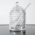 Iyulania (10 oz) Glass Honey Jar with Lid and Dipper, Honeycomb-Inspired Design Container, Heavy Honey Pot for Home