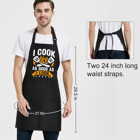 Cooking Gifts for Men - Funny Aprons for Women with Pockets for Kitchen Baking Grill BBQ, Grilling Gifts for Dad, Mom,