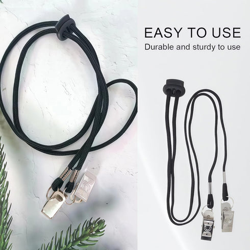 ASTRQLE 3pcs Black Adjustable Napkin Holders Lanyard Neck Strap Chain Clip Adjustable Napkin Bib Towel Clips