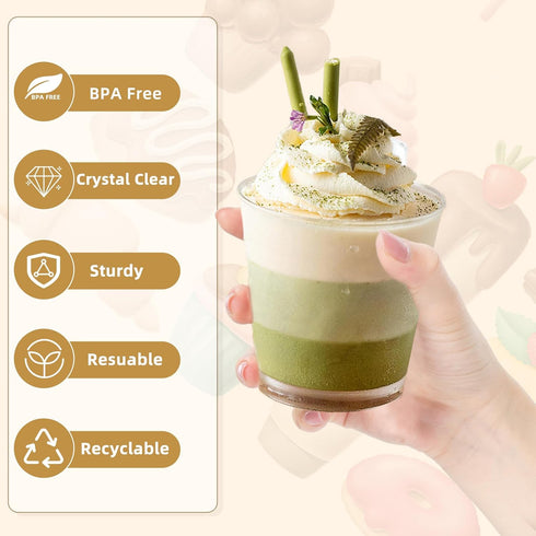 450 Pack 3 (5/6oz) Plastic Dessert Cups With Lids and Spoons - Square/Round/Five-Pointed Star Styles Clear Parfait Cups