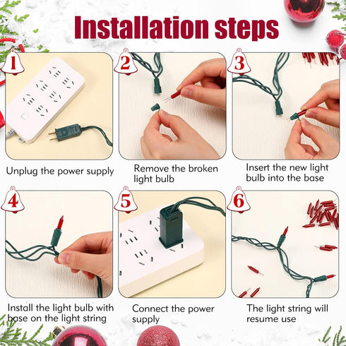 60 Count 2.5v Bulbs Mudder Christmas Lights Mini Incandescent Wire String Lights Replacement Indoor Outdoor Halloween