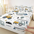 Set Set 3Pcs Feelyou Cartoon Car Kids Fitted Sheet Construction Bed Sheet Decor Equipment Trucks Bedding Cartoon Car