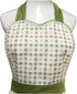 Cute Unique Design Women Girls Retro Apron with Chic Pocket for Cooking Kitchen, Green