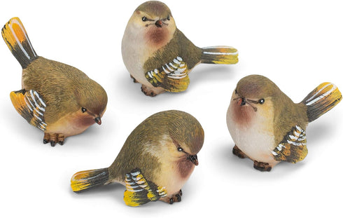 RAZ Imports Striped Wing Bird Resin Decorative Tabletop Figurine, Set of 4, 2.5 x 2.25 inch, Sage Green