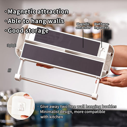 3 1 1 in Aluminum Foil and Plastic Wrap Organize Dispenser with Cutter, Magnetic Paper Towel Holder for Fridge
