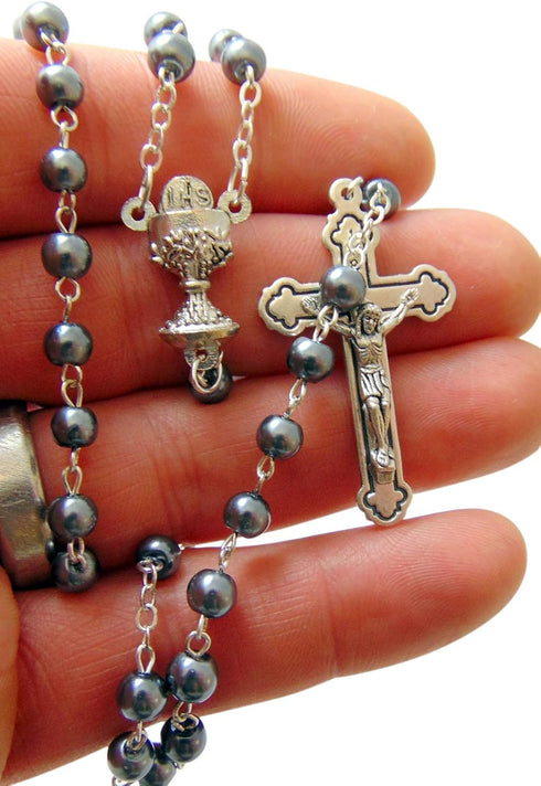 Westman Works First Holy Communion Rosary Beads with Metal Crucifix & Center